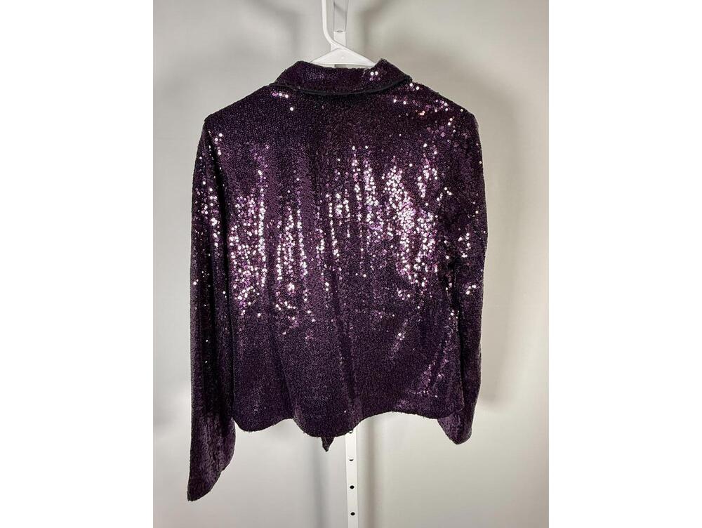 NWT Colleen Lopez Purple Sequin Moto Jacket Sparkly Evening Blazer Size XS - Picture 4 of 5
